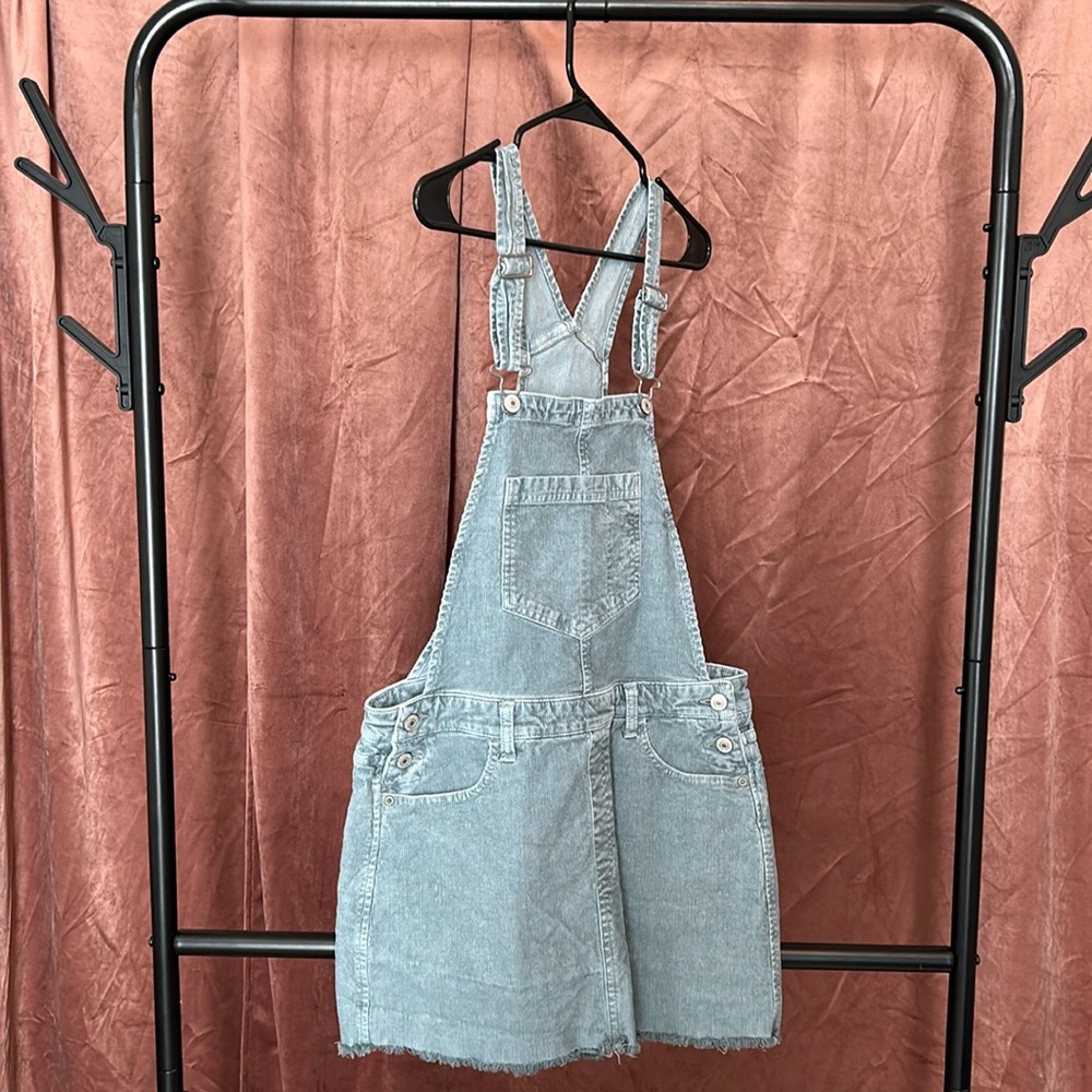 Gray blue corduroy overall skirt